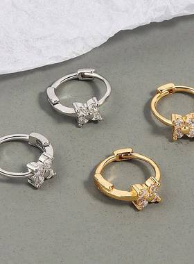 2PC Stainless Steel Little Huggies Hoop Earrings For Women T