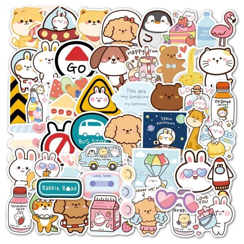 50pcs Cute Cartoon Stickers for PVC DIY Girl Scrapbook Suitc - 图0