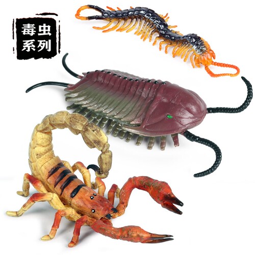 林畅模玩儿童昆虫玩具模型仿真动物实心蝎子蜈蚣蝙蝠毒虫毒蛇蜘蛛 - 图0