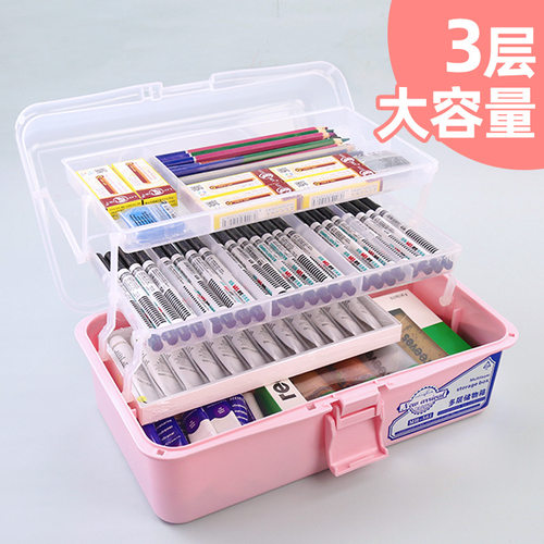 美术生工具箱大号绘画颜料收纳箱画箱多功能三层加厚收纳盒艺考专用美甲师外出美甲美容用品首饰盒家用医药箱 - 图2