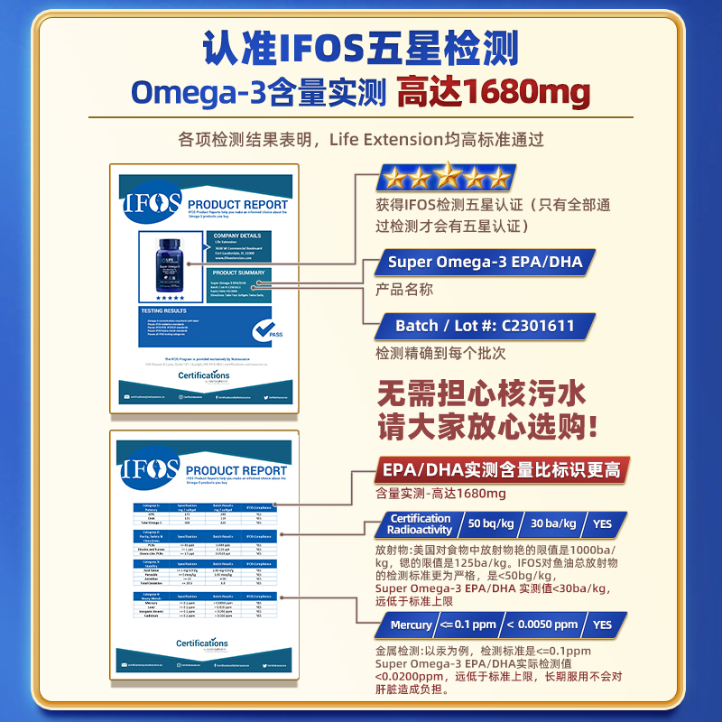 沿寿LIFE深海鱼油4倍浓缩欧米伽omega3软胶囊dha橄榄多酚美国进口 - 图0