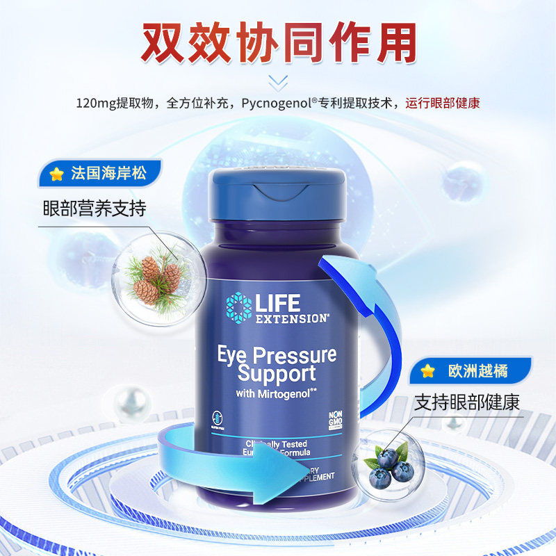 【3瓶】沿寿LIFE眼压调节模糊干涩眼胀眼痛疲惫叶黄素眼睛保健品