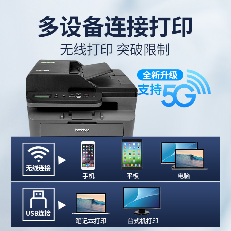 兄弟DCP-7090DW/7190DW无线自动双面激光打印机复印扫描一体机办公室商务家用小型a4黑白打印 - 图1
