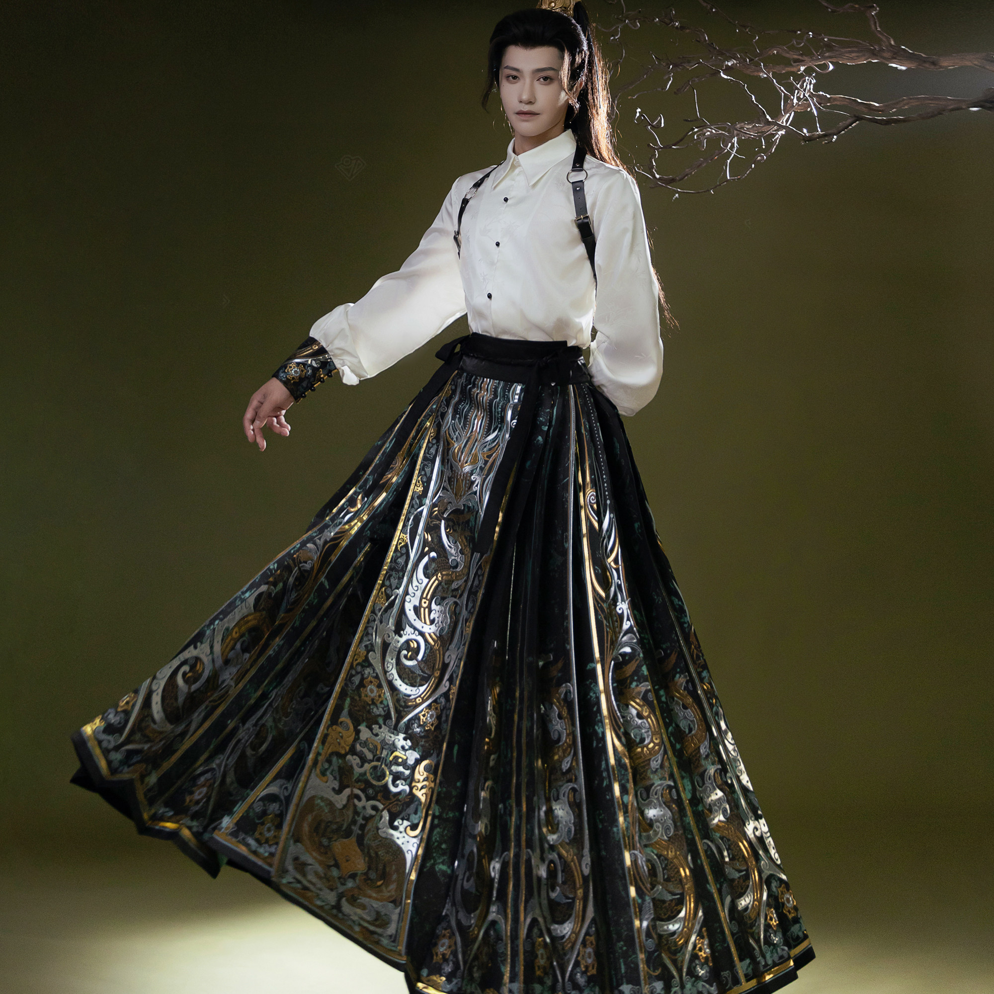 昭华赋原创错金龙凤新中式汉服男装衬衣黑金重工织金马面裙男款女,淘宝优惠券,粉丝福利购,淘宝优惠卷