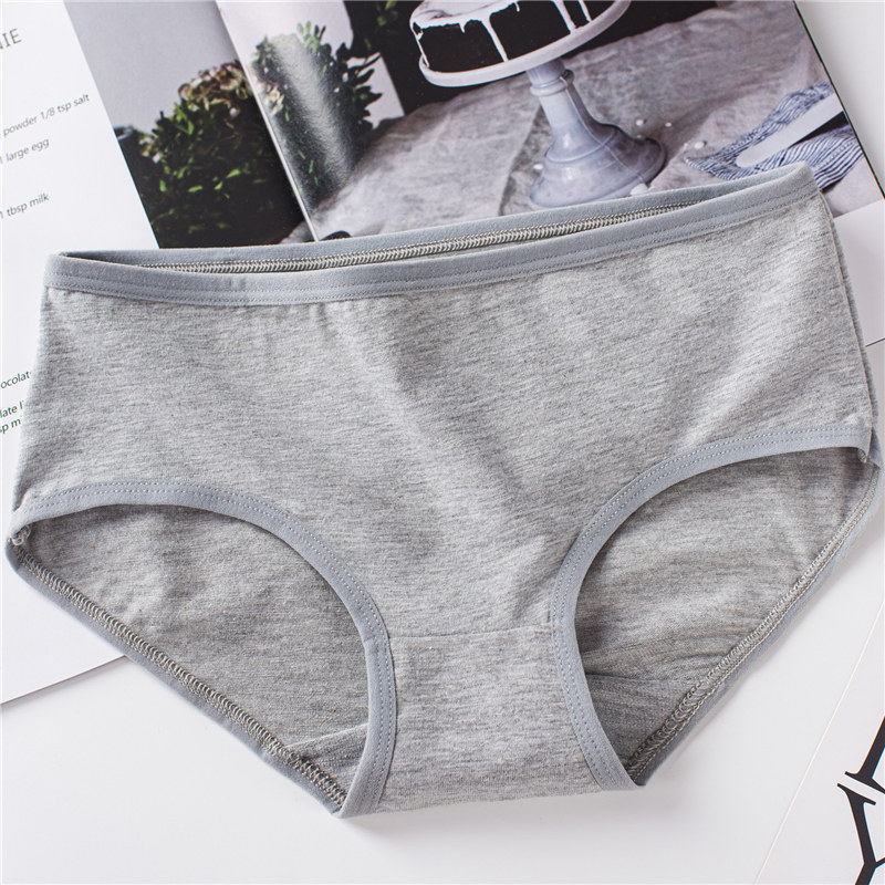 女纯棉抗菌少女日系黑白色中腰内裤 巧芷卉内裤
