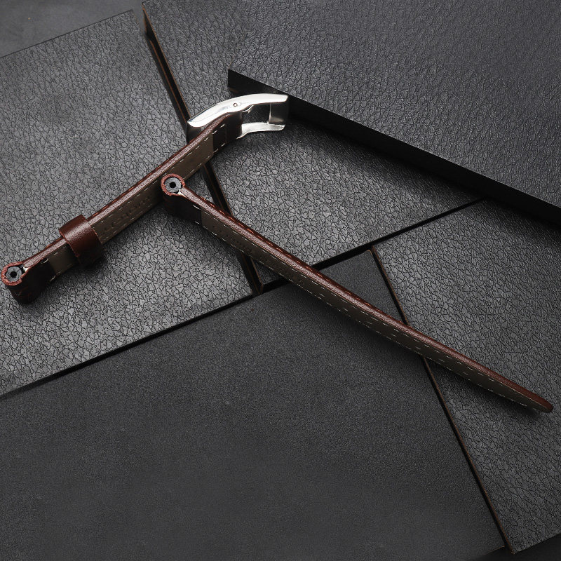 真皮表带适配斯沃琪swatch 17 19mm 金诺嘉配件