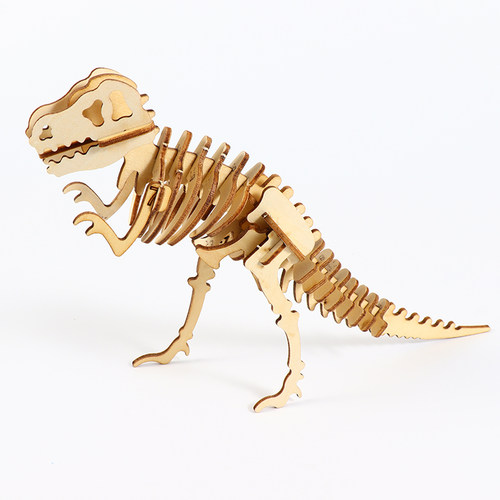 科学实验木质手工动物恐龙模型儿童益智拼装玩具霸王龙3D立体拼图 - 图2