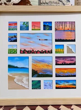 正方形九宫四宫格油画棒相框10X10绘画装裱画框diy作品挂墙框