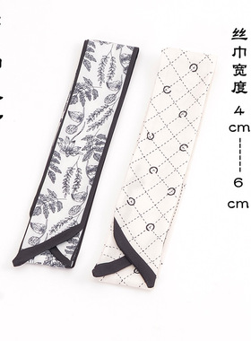 丝巾绑发带蝴蝶结字母碎花飘带绑包带印花长条小方巾礼盒装饰絲巾