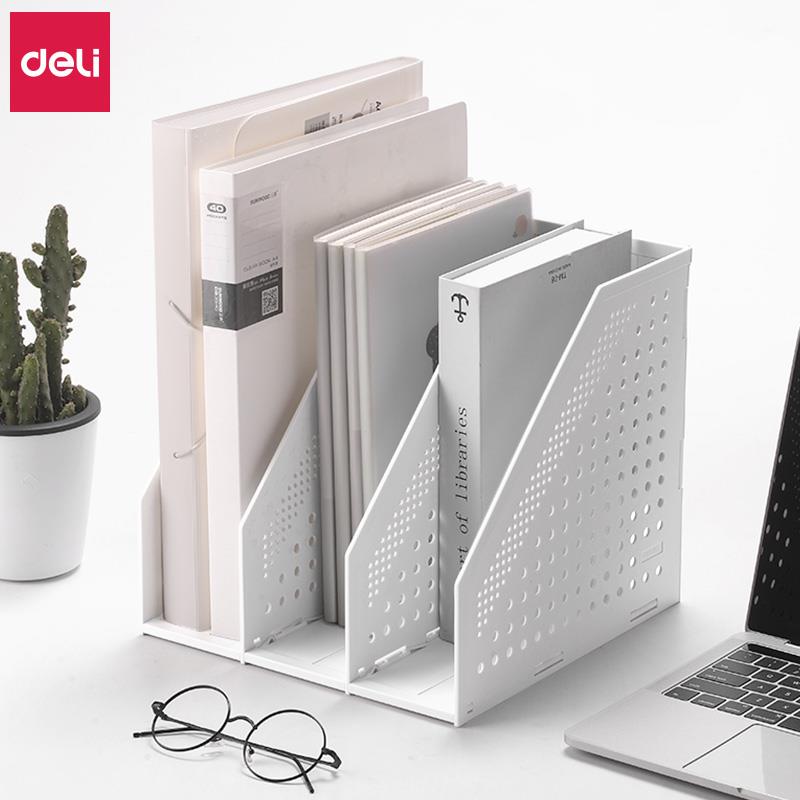 得力A4折叠书架桌面立式文件夹伸缩书立整理收纳盒文件框篮办公室用品置物架子课桌档案资料分隔筐格栏神器 - 图3