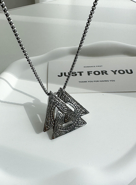 欧美热销The witcher 3饰品钛钢狼头项链男小众设计感时尚颈链