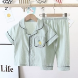 Детская хлопковая тонкая летняя пижама, детские нарукавники для мальчиков, комплект, короткий рукав