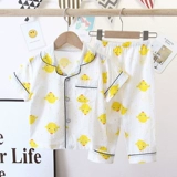 Детская хлопковая тонкая летняя пижама, детские нарукавники для мальчиков, комплект, короткий рукав