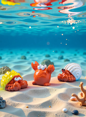 海洋可爱寄居蟹螃蟹海螺萌粒