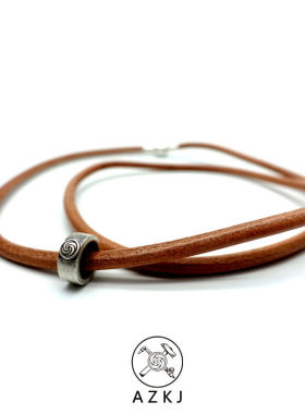 日系CoopKoop【AZKJ】925银活口卡扣 原色牛皮绳活口项链锁骨手链