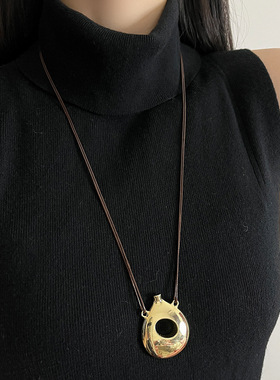 日系CoopKoop新款复古镂空实心宝瓶吊坠项链女简约百搭小众设计