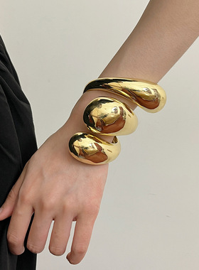 日系coopkoop简约几何螺旋水滴开口手镯女新款冷淡风镯子小众