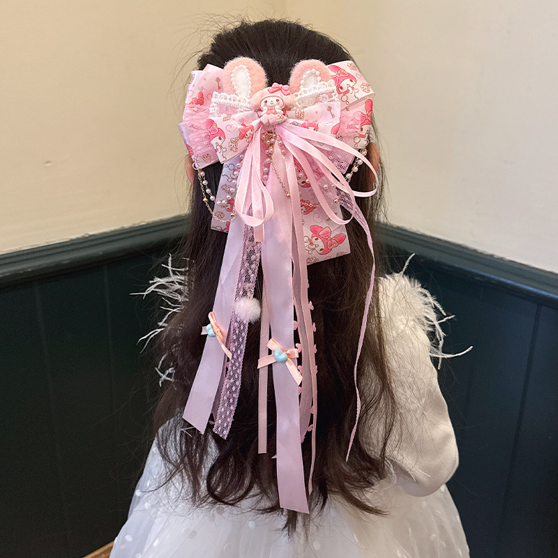 粉色蝴蝶结美乐蒂发夹女童库洛米长飘带洛丽塔公主头饰Lolita配饰,淘宝优惠券,粉丝福利购,淘宝优惠卷
