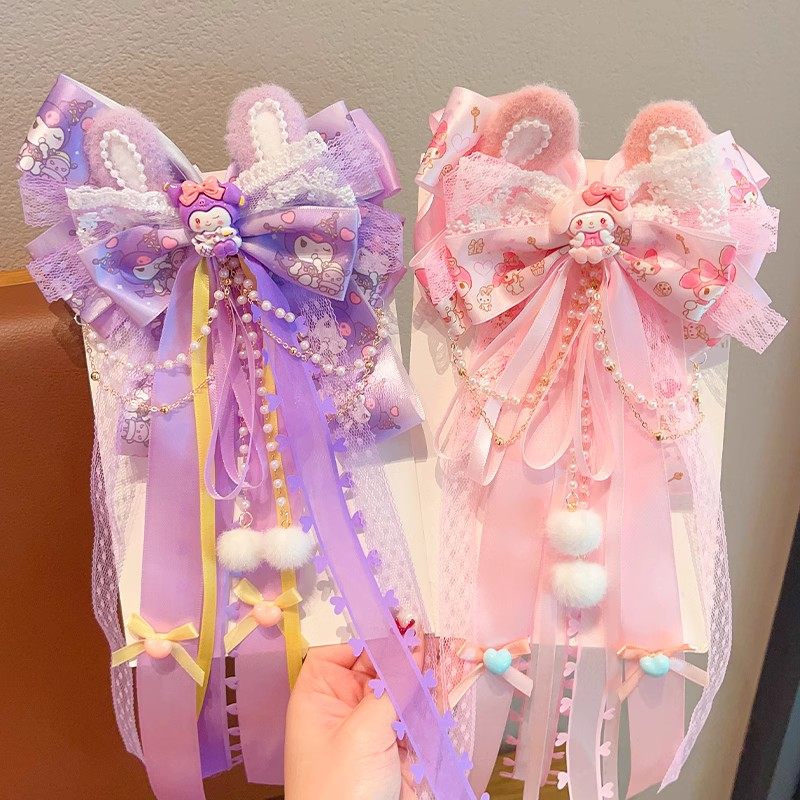粉色蝴蝶结美乐蒂发夹女童库洛米长飘带洛丽塔公主头饰Lolita配饰,淘宝优惠券,粉丝福利购,淘宝优惠卷