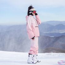 YFKF New Pint Ski Suit Woman Single Board Double Board Gradient Color Windproof Waterproof Ski Suit Pants Suit Wear And Warm