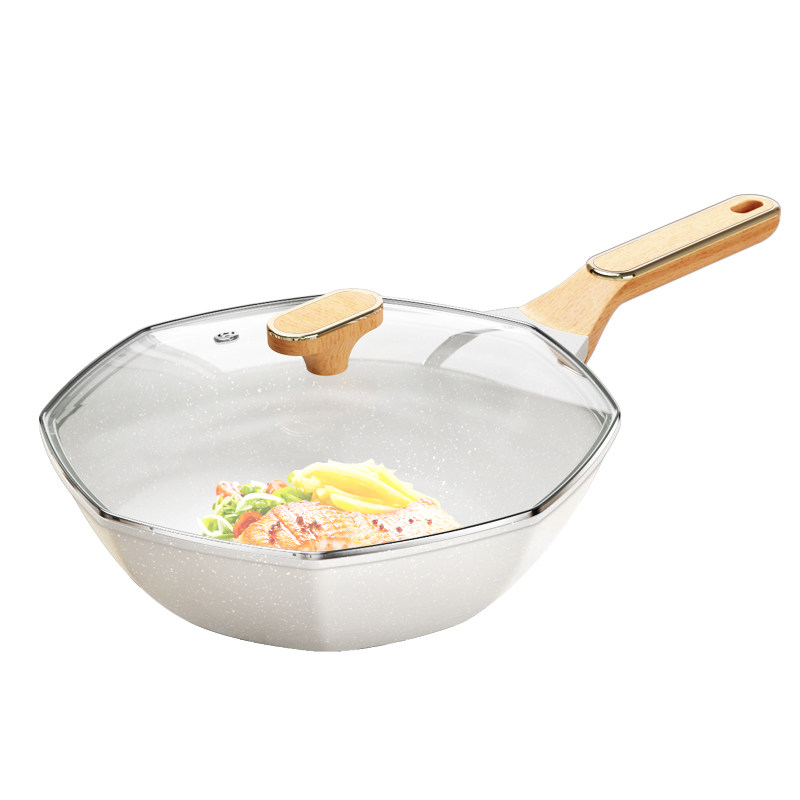 麦饭石不粘锅家用八角煤气灶电磁炉 瓷之舞炒锅
