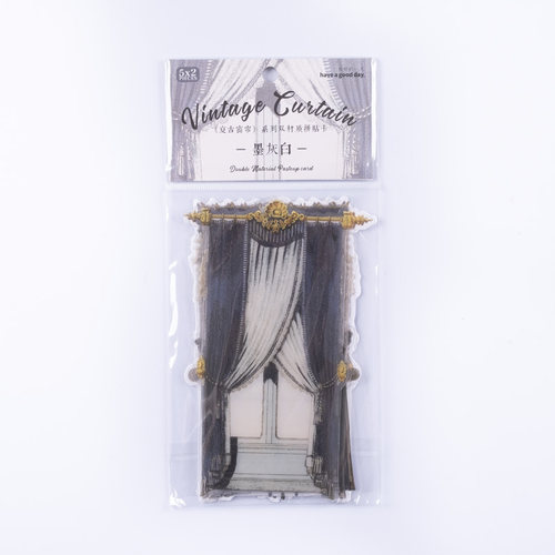 复古窗帘拼贴卡 欧式文艺大尺寸窗帘图案手账打底装饰素材拼贴卡 - 图3