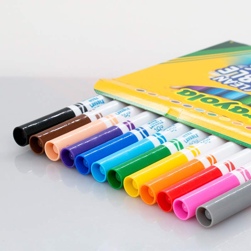 Crayola绘儿乐12色可水洗粗头水彩笔 儿童幼儿园宝宝无毒彩色画笔