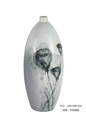 新中式风创意轻奢插花手绘工艺品
