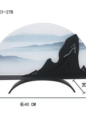 新中式风办公室禅意茶台扇形摆件