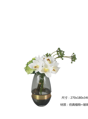 艺术风卧室床头柜轻奢仿真花摆件