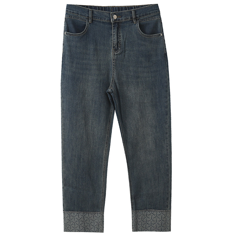 2025新款胖莹莹大码女装高腰百搭直筒卷边法棍裤松紧腰九分牛仔裤,淘宝优惠券,粉丝福利购,淘宝优惠卷