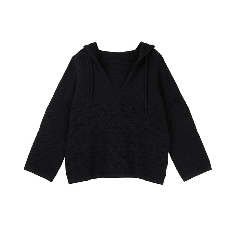 2025秋款胖mm减龄慵懒风简约镂空V领连帽宽松遮肉显瘦针织衫上衣,淘宝优惠券,粉丝福利购,淘宝优惠卷