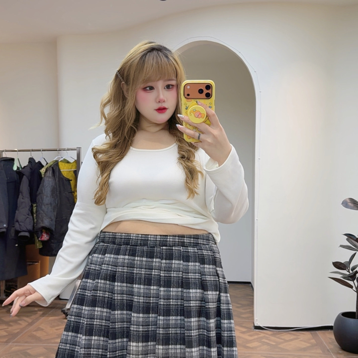 学院风黑白格纹jk减龄胖莹莹大码女装200斤胖mm高腰百搭A字半身裙,淘宝优惠券,粉丝福利购,淘宝优惠卷