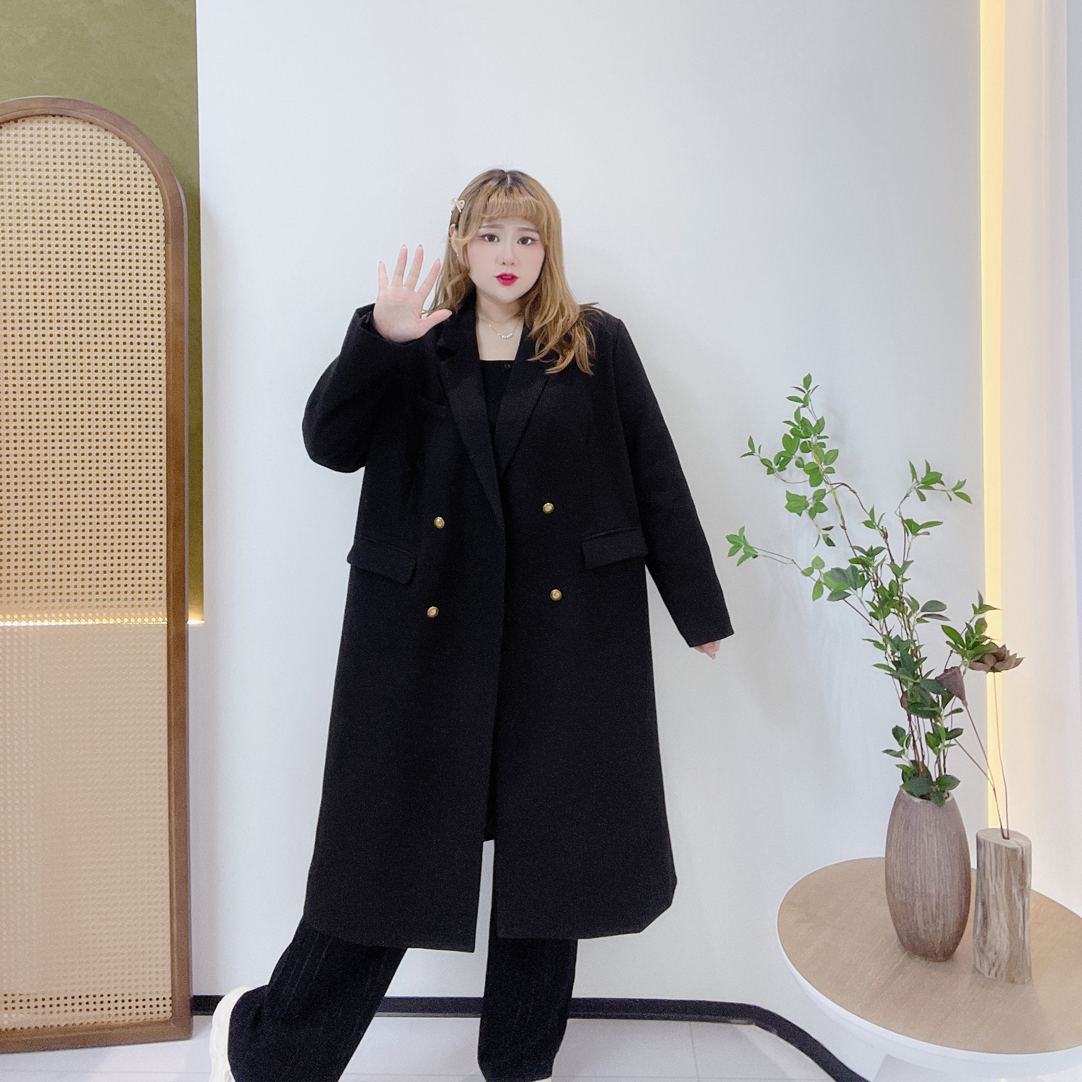 胖莹莹大码女装300斤胖mm韩版保暖宽松加厚长款毛呢外套呢大衣,淘宝优惠券,粉丝福利购,淘宝优惠卷