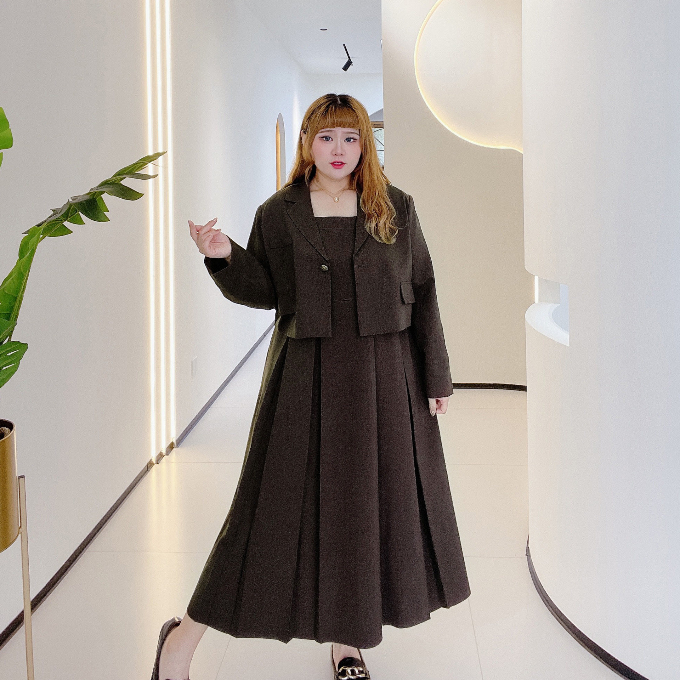 胖莹莹大码女装胖mm小西服外套通勤显瘦吊带裙遮肉时髦套装连衣裙,淘宝优惠券,粉丝福利购,淘宝优惠卷