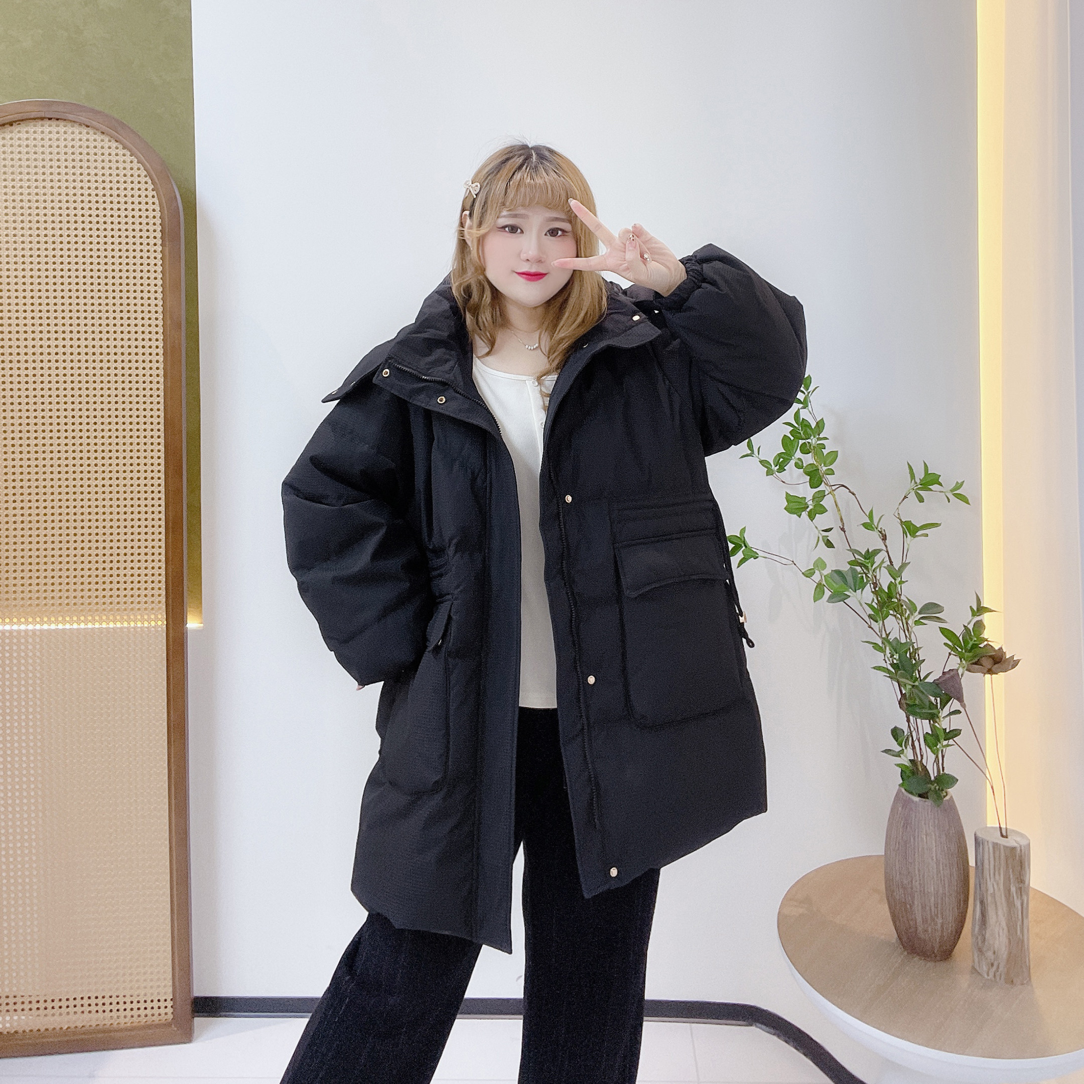 300斤胖莹莹大码女装胖mm加厚东北抗寒收腰显瘦中长款连帽羽绒服,淘宝优惠券,粉丝福利购,淘宝优惠卷