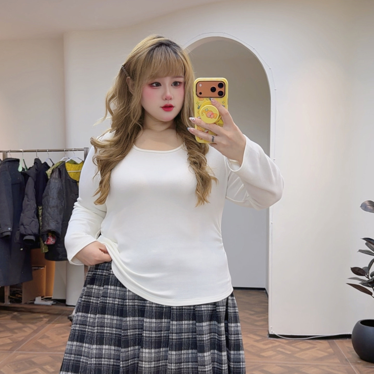 学院风黑白格纹jk减龄胖莹莹大码女装200斤胖mm高腰百搭A字半身裙,淘宝优惠券,粉丝福利购,淘宝优惠卷