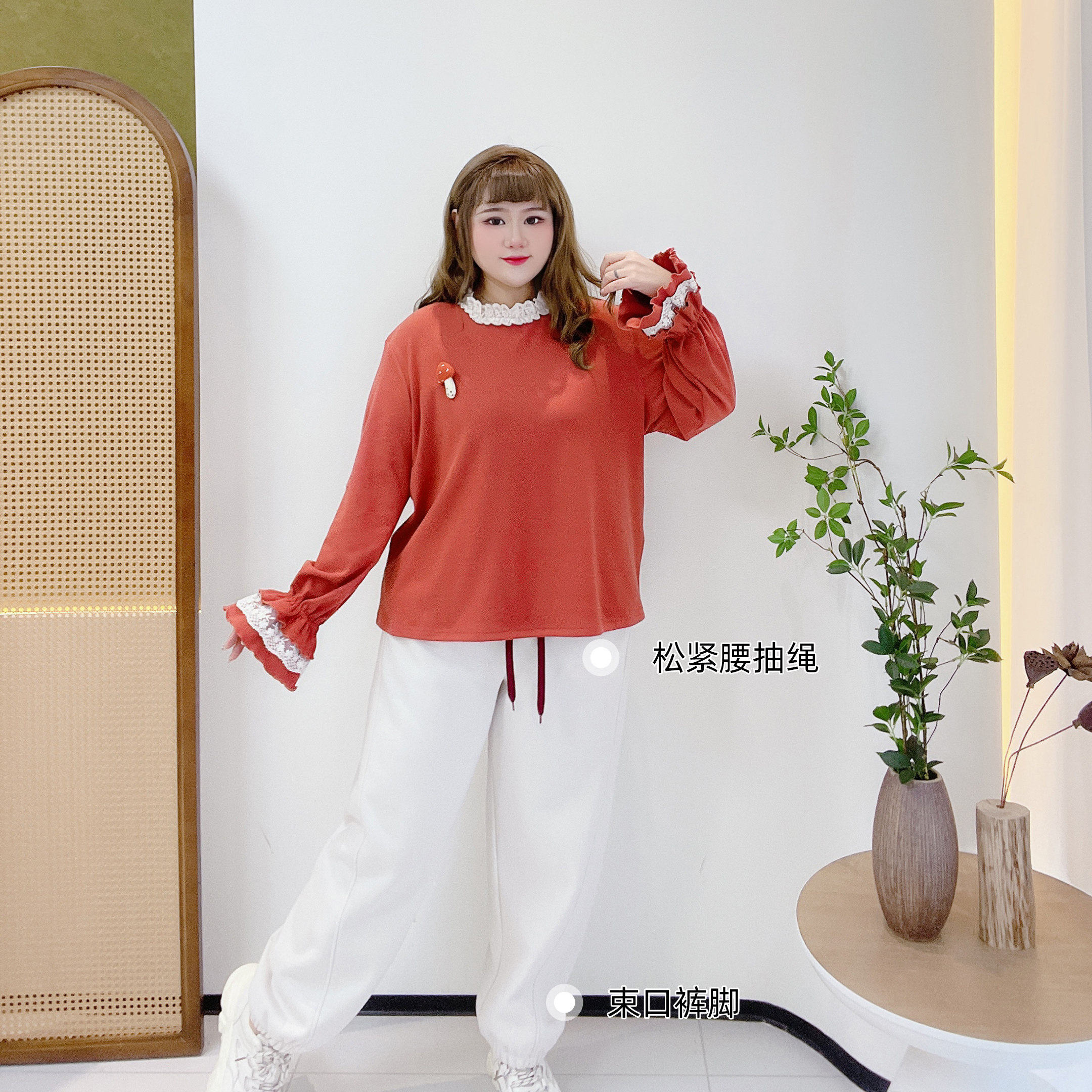 胖莹莹大码女装2025新款加绒显瘦阔腿裤时尚休闲直筒弯刀裤香蕉裤,淘宝优惠券,粉丝福利购,淘宝优惠卷