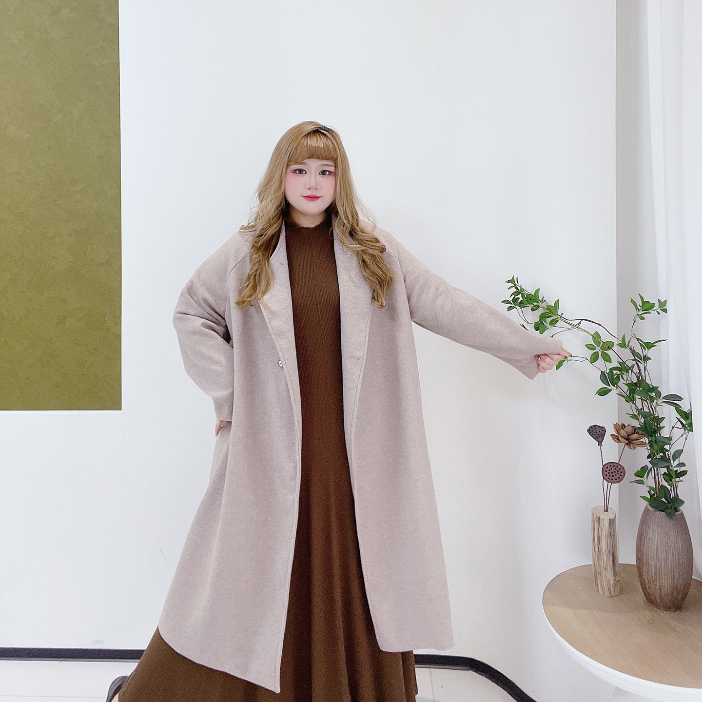 300斤胖莹莹大码女装长款毛呢外套法式气质高级感加肥遮肉呢大衣,淘宝优惠券,粉丝福利购,淘宝优惠卷