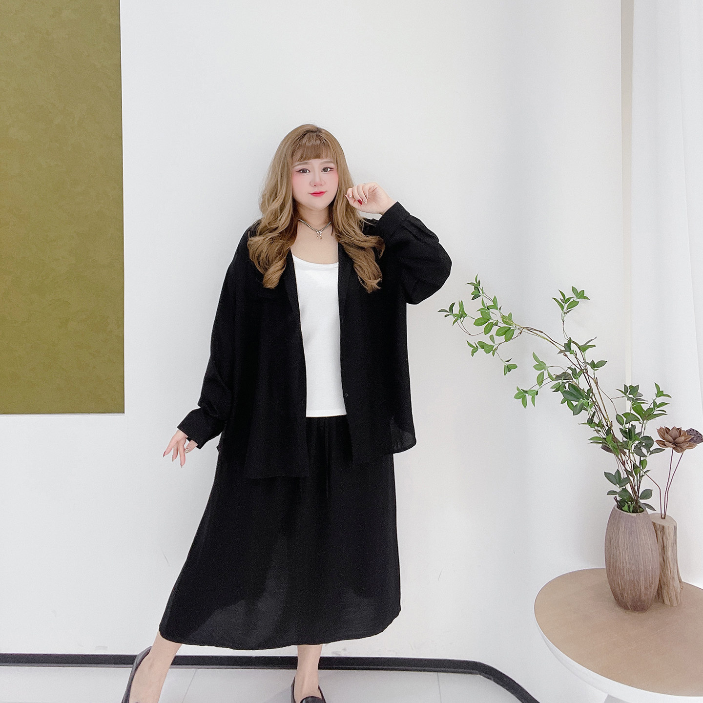 300斤胖莹大码女装秋款复古慵懒风松弛感简约衬衫吊带半身裙套装,淘宝优惠券,粉丝福利购,淘宝优惠卷