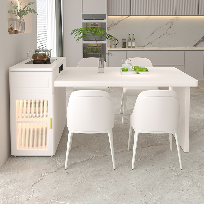 岩板岛台餐桌一体可伸缩带电磁炉小户型家用现代轻奢倒台加餐桌,淘宝优惠券,粉丝福利购,淘宝优惠卷