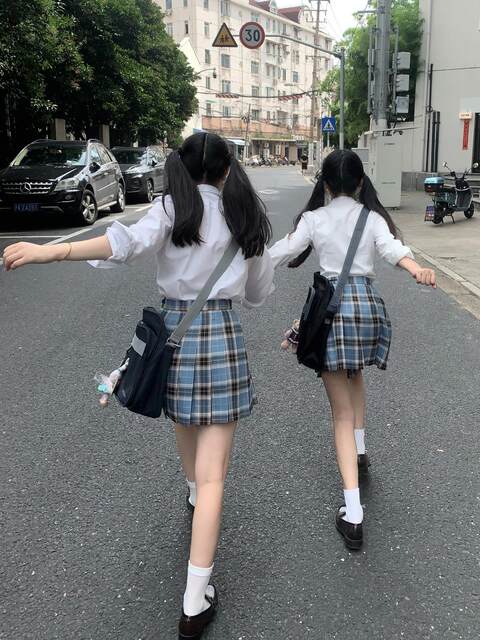 Original blue plaid skirt jk uniform