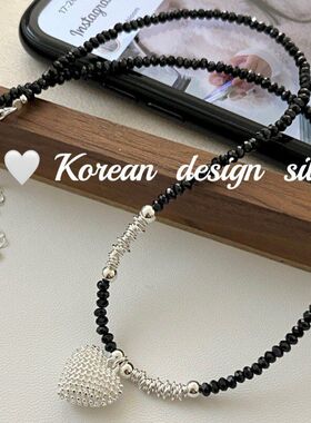 切面年秋冬项链黑玛瑙纯银蕾丝