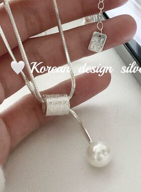 椭纯银S925高级感女饰品设计双层调节ins小众韩版可日系珍珠项链