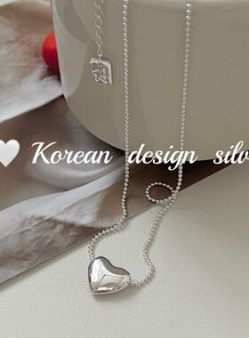春夏韩国银饰新款S925纯银风 爱心简约ins小众圆珠设计高级感项链