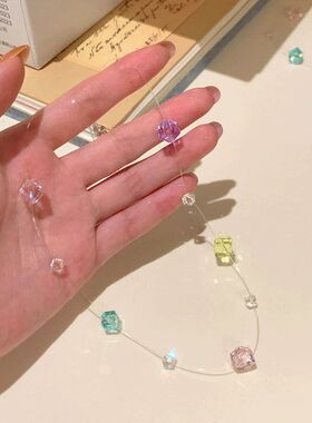 女水晶项链ins串珠彩色多巴胺链