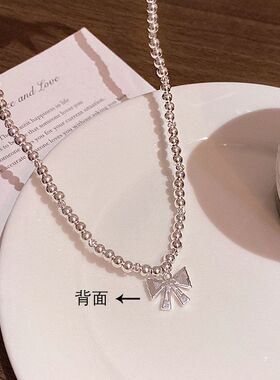 饰品高级感项链吊坠女珍珠蝴蝶结