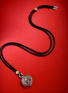 S925银镀金唐卡莲花生大士唐卡莲师佛像嘎乌盒吊坠手工绘制