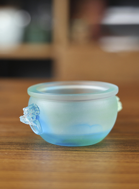 传统工艺琉璃供具摆件 双狮四狮盘香炉烛台 立香炉聚宝盆佛堂用品