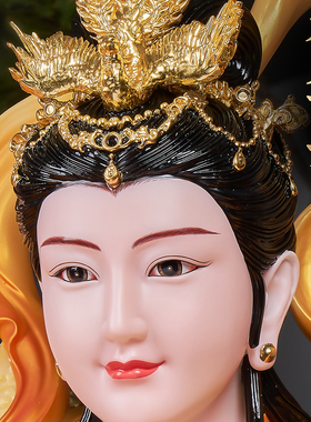 中式汉白玉彩绘玄母圣母摆件九天玄女造型家用桌面装饰工艺摆件